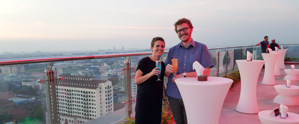 Drinking cocktails above Yangon.