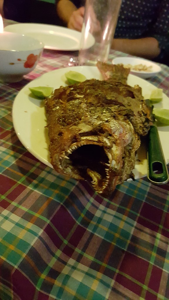 This whole snapper (maybe?) didn't seem very happy about being cooked. It was also delicious.