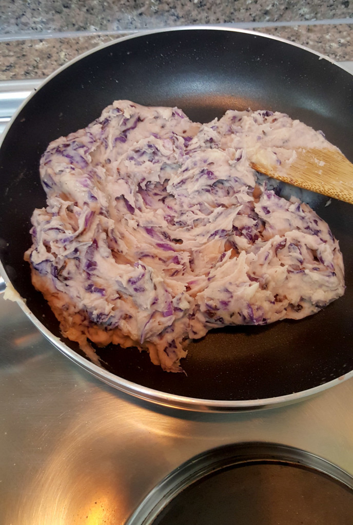 I put purple cabbage in my colcannon. I hope this isn't some kind of terrible sacrilege.