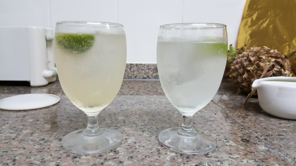 G&T with my tonic on the left, control G&T on the right. Both Esther and I preferred mine, but we're probably biased. I did wish the pink colour was more pronounced.