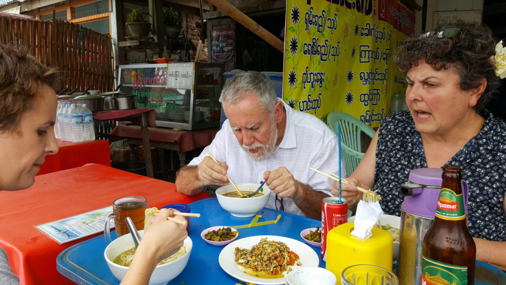 Enjoying some of the best Shan noodles in Myanmar.